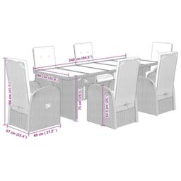 Berkfield Home 7 Piece Garden Dining Set with Cushions Grey Poly Rattan - thumbnail 7