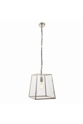 Netlighting Hurst Pendant Bright Nickel Plate & Clear Glass 1 Light Dimmable IP20 E27 in Grey - thumbnail 6