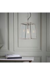 Netlighting Hurst Pendant Bright Nickel Plate & Clear Glass 1 Light Dimmable IP20 E27 in Grey - thumbnail 2