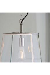 Netlighting Hurst Pendant Bright Nickel Plate & Clear Glass 1 Light Dimmable IP20 E27 in Grey - thumbnail 4