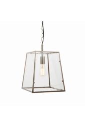Netlighting Hurst Pendant Bright Nickel Plate & Clear Glass 1 Light Dimmable IP20 E27 in Grey - thumbnail 1