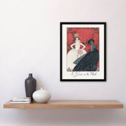 Artery8 Barbier Framed Wall Art Day & Night Vintage Parisian Fashion Advert in White - Size: A4 - thumbnail 2