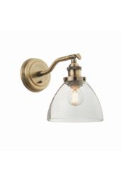 Netlighting Hansen 1 Light Wall Glass Antique Brass Plate E14 in Gold