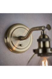 Netlighting Hansen 1 Light Wall Glass Antique Brass Plate E14 in Gold - thumbnail 5