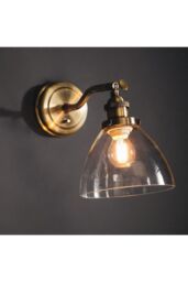 Netlighting Hansen 1 Light Wall Glass Antique Brass Plate E14 in Gold - thumbnail 6
