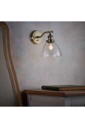 Netlighting Hansen 1 Light Wall Glass Antique Brass Plate E14 in Gold - thumbnail 2
