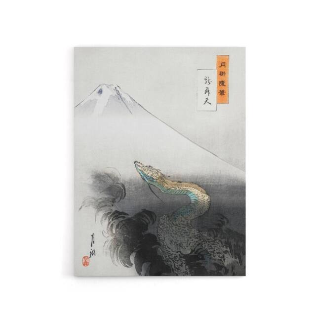 "Artery8 Ryu Shoten Ascending Dragon Canvas Wall Art Print Ogata Gekko in Grey - Size: W18"" x H24""" - image 1