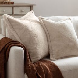 Furn Kallu Reversible Faux Fur Cushion in Natural - Size: 45 cm x 45 cm - thumbnail 7