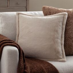 Furn Kallu Reversible Faux Fur Cushion in Natural - Size: 45 cm x 45 cm - thumbnail 1