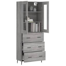 Berkfield Home Highboard Grey Sonoma 69.5x34x180 cm Engineered Wood - thumbnail 3