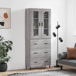 Berkfield Home Highboard Grey Sonoma 69.5x34x180 cm Engineered Wood - thumbnail 2