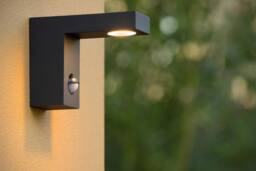 Lucide 'TEXAS' Non Dimmable Stylish Motion Sensor Outdoor LED Wall Spotlight in Black - thumbnail 4
