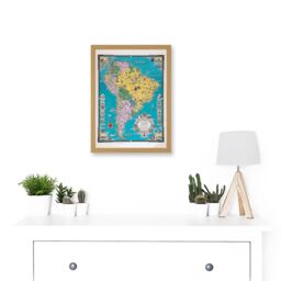 Artery8 Chase 1942 Pictorial Map South America Historic Monuments Buildings Artwork Framed Wall Art Print A4 in Light Oak - thumbnail 2
