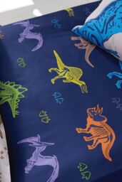 Catherine Lansfield 'Prehistoric Dinosaurs' Fitted Sheet in Blue - Size: Double