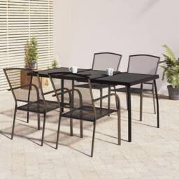 Berkfield Home Beautiful 5 Piece Garden Dining Set Anthracite Steel in Black - thumbnail 2