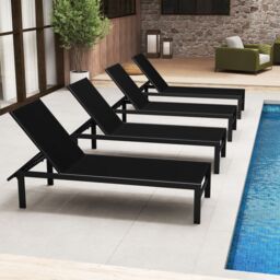Gymax Aluminum Chaise Lounge Chair Patio Recliner With Adjustable Backrest in Black - thumbnail 7