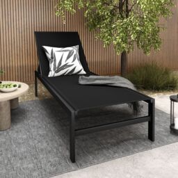Gymax Aluminum Chaise Lounge Chair Patio Recliner With Adjustable Backrest in Black - thumbnail 8
