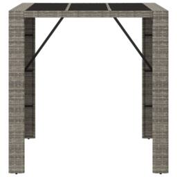 Berkfield Home Bar Table with Glass Top Grey 105x80x110 cm Poly Rattan - Size: 105 x 80 x 110 cm - thumbnail 3