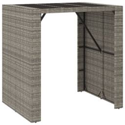 Berkfield Home Bar Table with Glass Top Grey 105x80x110 cm Poly Rattan - Size: 105 x 80 x 110 cm - thumbnail 2