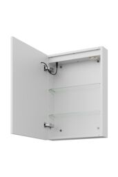 Living and Home Single-Door Bathroom Mirror Cabinet with LED Lighting and Clock in Silver - thumbnail 9
