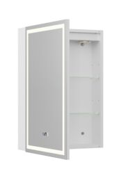 Living and Home Single-Door Bathroom Mirror Cabinet with LED Lighting and Clock in Silver - thumbnail 6