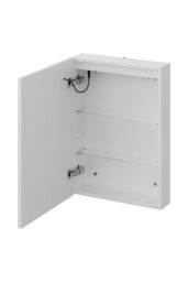 Living and Home Single-Door Bathroom Mirror Cabinet with LED Lighting and Clock in Silver - thumbnail 8