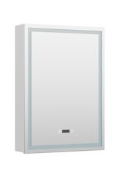 Living and Home Single-Door Bathroom Mirror Cabinet with LED Lighting and Clock in Silver - thumbnail 7