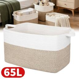 EONLION Large Storage Basket, Blanket Basket for Clothes Bedding in Beige - Size: 500mm - thumbnail 3