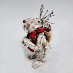 Shatchi 34cm Christmas Tabletop Decorated with Pines Berries White penguin Standing Deer in Silver