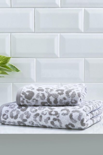 Fusion 'Animal Print' Heavyweight 100% Cotton Jacquard Towel in Grey - image 1