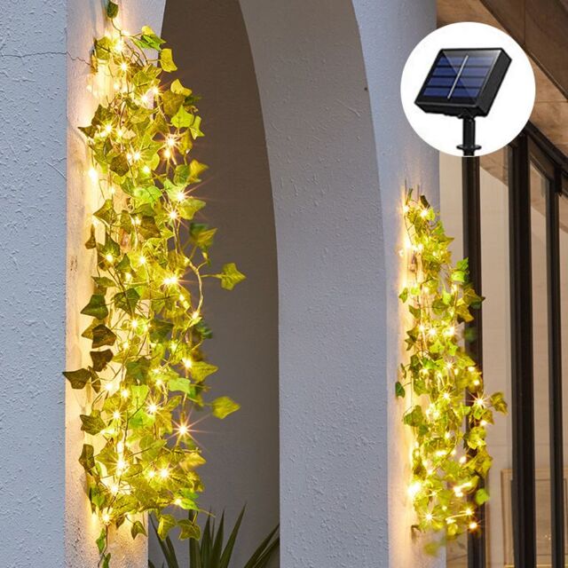 Leaper 2M 20L Two Colours Maple Leaf Green Vine Solar Garden Decorative Lights - image 1