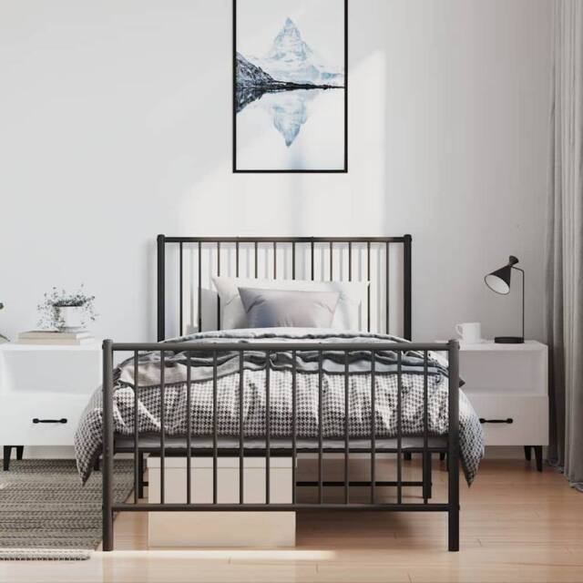 Berkfield Home Metal Bed Frame with Headboard & Footboard Black 100x200 cm - image 1