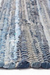 Homescapes Denim Handwoven Striped Chindi Hall Runner, 66 x 200 cm in Blue - Size: 66 cm x 200 cm - thumbnail 4