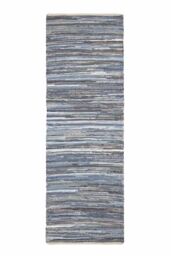 Homescapes Denim Handwoven Striped Chindi Hall Runner, 66 x 200 cm in Blue - Size: 66 cm x 200 cm - thumbnail 2