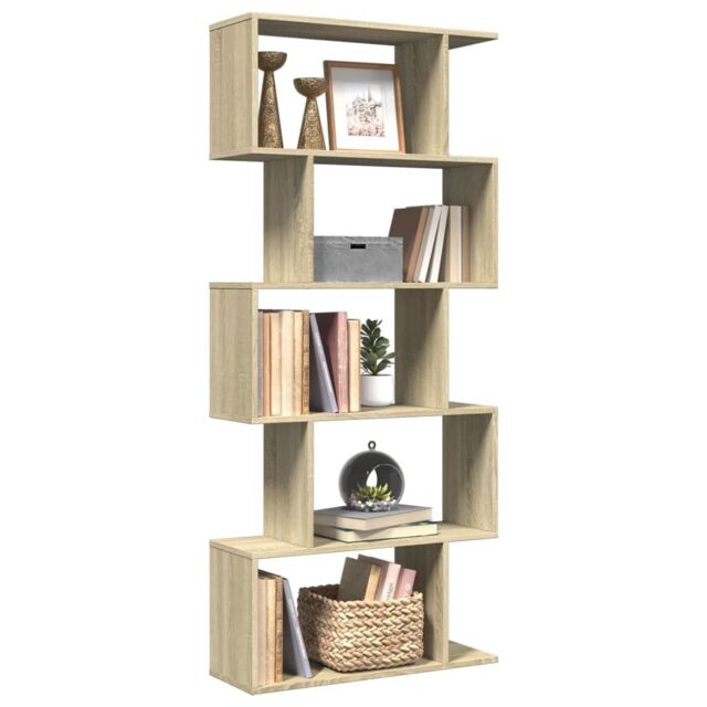 Berkfield Home Room Divider Bookcase 5-Tier Sonoma Oak 70x24x161 cm Engineered Wood in Brown - Size: 70 x 24 x 161 cm - image 1