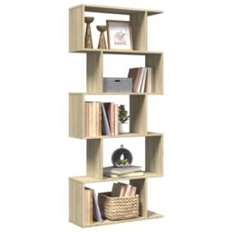 Berkfield Home Room Divider Bookcase 5-Tier Sonoma Oak 70x24x161 cm Engineered Wood in Brown - Size: 70 x 24 x 161 cm - thumbnail 1