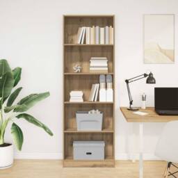 Berkfield Home Bookcase Artisian Oak 60x24x176 cm Engineered Wood in Brown - Size: 60 x 24 x 176 cm - thumbnail 2