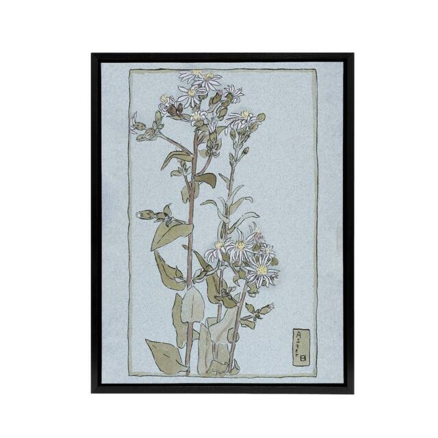 "Artery8 Aster on Green Ground Framed Canvas Wall Art Print Overbeck in Blue - Size: W12"" x H16""" - image 1