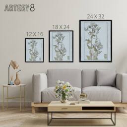 "Artery8 Aster on Green Ground Framed Canvas Wall Art Print Overbeck in Blue - Size: W12"" x H16""" - thumbnail 4