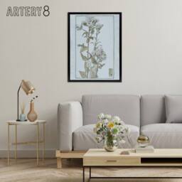 "Artery8 Aster on Green Ground Framed Canvas Wall Art Print Overbeck in Blue - Size: W12"" x H16""" - thumbnail 3