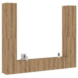 Berkfield Home Wall Mounted TV cabinets 6 pcs Artisan Oak Engineered Wood in Brown - thumbnail 2