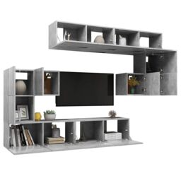 Berkfield Home 8 Piece TV Cabinet Set Concrete Grey Engineered Wood - thumbnail 3