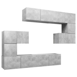 Berkfield Home 8 Piece TV Cabinet Set Concrete Grey Engineered Wood - thumbnail 2