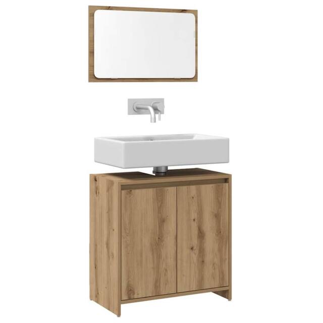 Berkfield Home Durable 2 Piece Bathroom Furniture Set Artisan Oak Engineered Wood in Brown - image 1