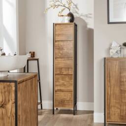 FORGEVIO Bathroom Cabinet Storage Tall Floor Unit 5 Drawer Metal Frame in Brown - thumbnail 2