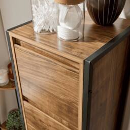 FORGEVIO Bathroom Cabinet Storage Tall Floor Unit 5 Drawer Metal Frame in Brown - thumbnail 4