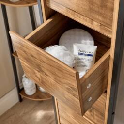 FORGEVIO Bathroom Cabinet Storage Tall Floor Unit 5 Drawer Metal Frame in Brown - thumbnail 5