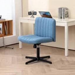 EONLION Armless Office Chair Fabric Padded Seat Visitor Chair Blue - thumbnail 2