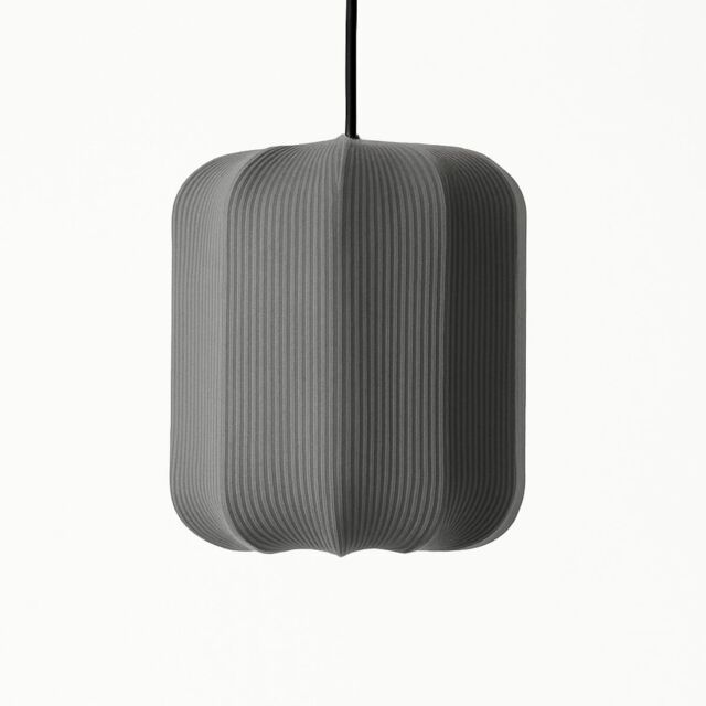 CGC Lighting Lila Grey Cylinder Ribbed Stretch Cotton Fabric Lampshade in Dark Grey - image 1