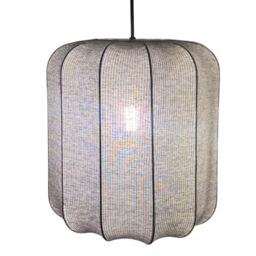 CGC Lighting Lila Grey Cylinder Ribbed Stretch Cotton Fabric Lampshade in Dark Grey - thumbnail 3